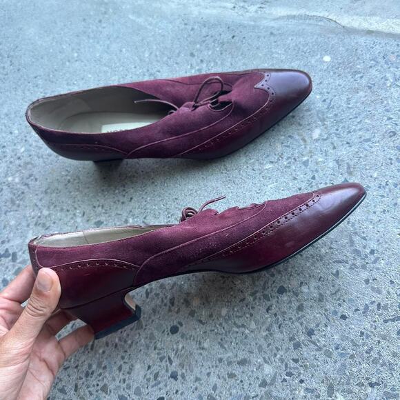Nordstrom Women's 7.5 Heels Burgundy Genuine Leather Wing Tip Heels - Picture 1 of 3
